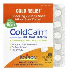 Boiron, ColdCalm® Meltaway, Ages 4+, Unflavored, 60 Meltaway Tablets