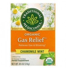 Traditional Medicinals, Organic Gas Relief, Chamomile Mint, Caffeine Free, 16 Wrapped Tea Bags, 0.85 oz (24 g)