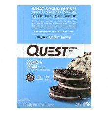 Quest Nutrition, Protein Bar, Cookies & Cream, 12 Bars, 2.12 oz (60 g) Each