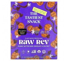 Raw Rev, Plant-Based Protein Bar, Peanut Butter Dark Chocolate & Sea Salt, 12 Bars, 1.6 oz (46 g) Each