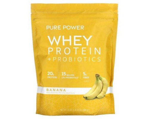 Dr. Mercola, Pure Power, Whey Protein + Probiotics, Banana, 1 lb 15 oz (880 g)