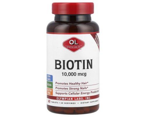 Olympian Labs, Biotin, Maximum Strength, 10,000 mcg, 60 Tablets