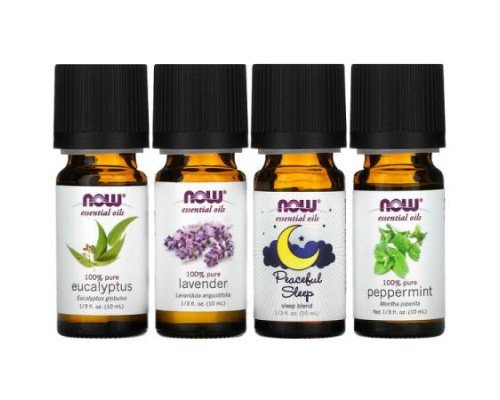 NOW Foods, Solutions, Let There Be Peace & Quiet, Relaxing Essential Oils Kit, 4 Bottles, 1/3 fl oz (10 ml) Each