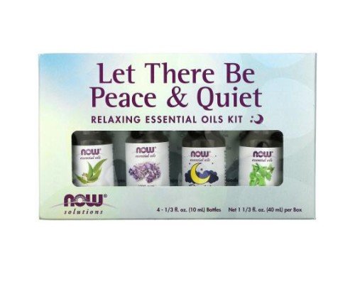 NOW Foods, Solutions, Let There Be Peace & Quiet, Relaxing Essential Oils Kit, 4 Bottles, 1/3 fl oz (10 ml) Each