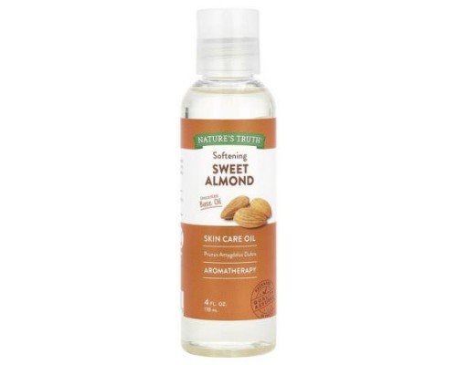 Nature's Truth, Skincare Oil, Softening Sweet Almond, Unscented, 4 fl oz (118 ml)