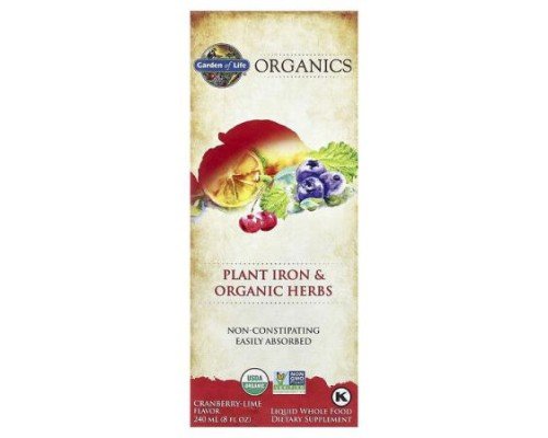 Garden of Life, MyKind Organics, Plant Iron & Organic Herbs, Cranberry-Lime, 8 fl oz (240 ml)