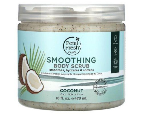 Petal Fresh, Pure, Smoothing Body Scrub, Coconut, 16 oz (473 ml)