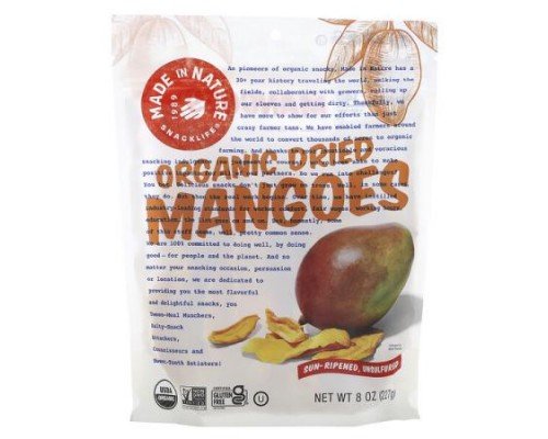 Made in Nature, Organic Dried Mangoes, Sun-Ripened, Unsulfured, 8 oz (227 g)