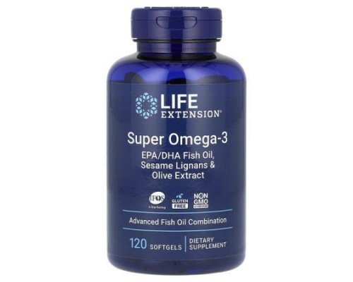 Life Extension, Super Omega-3, EPA/DHA Fish Oil, Sesame Lignans & Olive Extract, 120 Softgels