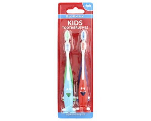 Brush Buddies, Kids Toothbrushes, Soft , 4 Pack