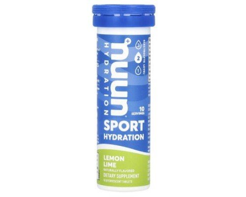 Nuun, Sport Hydration, Effervescent Electrolyte Drink, Lemon Lime, 10 Tablets