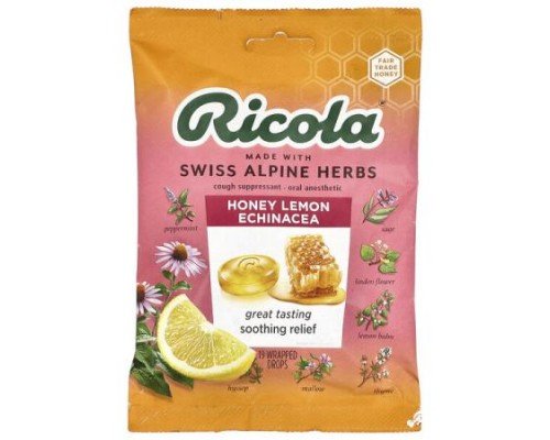 Ricola, Oral Anesthetic, Honey Lemon Echinacea , 19 Wrapped Drops