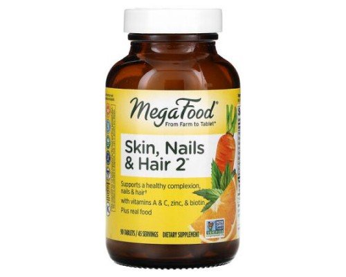MegaFood, Skin, Nails & Hair 2, 90 Tablets