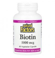 Natural Factors, Biotin, 5,000 mcg, 60 Vegetarian Capsules