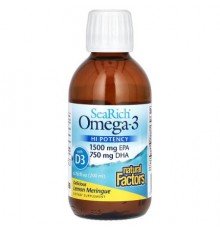 Natural Factors, SeaRich Omega-3 with Vitamin D3, HI Potency, Delicious Lemon Meringue, 6.76 fl oz (200 ml)