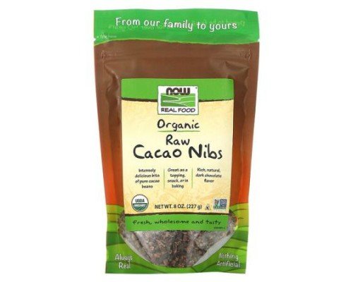 NOW Foods, Real Food, Organic Raw Cacao Nibs, 8 oz (227 g)