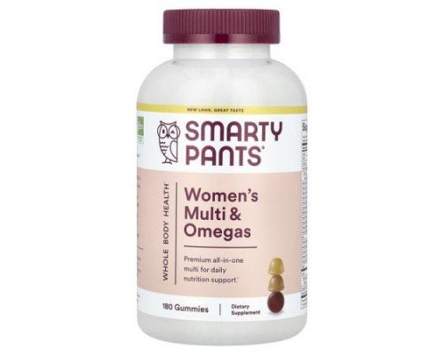 SmartyPants, Women's Multi & Omegas Gummies, Blueberry, Orange and Lemon Creme, 180 Gummies
