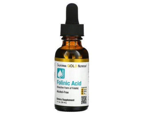 California Gold Nutrition, Folinic Acid, Alcohol Free, 1 fl oz (30 ml)