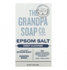 The Grandpa Soap Co., Face & Body Bar Soap, Epsom Salt, 4.25 oz (120 g)