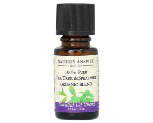 Nature's Answer, 100% Pure Organic Essential Oil Blend, Tea Tree & Spearmint, 0.5 fl oz (15 ml)