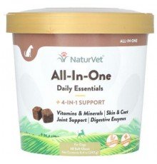 NaturVet, All-In-One, Daily Essentials + 4-In-1 Support, For Dogs, 60 Soft Chews, 8.4 oz (240 g)