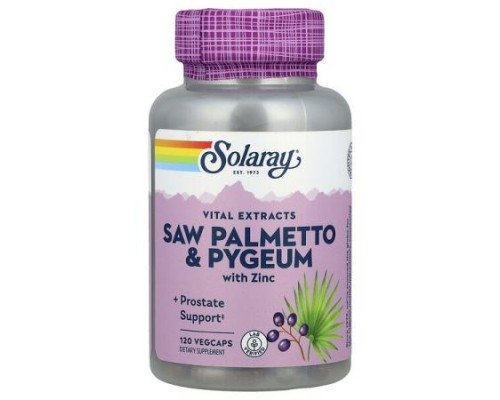 Solaray, Vital Extracts, Saw Palmetto & Pygeum with Zinc, 120 VegCaps
