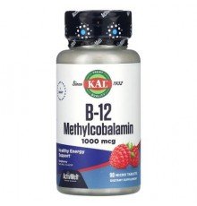 KAL, B-12 Methylcobalamin, Raspberry, 1,000 mcg, 90 Micro Tablets