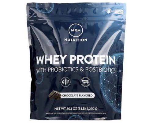 MRM Nutrition, Whey Protein with Probiotics & Postbiotics, Chocolate, 80.1 oz (2,270 g)
