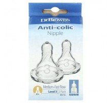 Dr. Brown's, Anti-Colic Nipple, 6 Months +, Medium-Fast Flow, 2 Pack