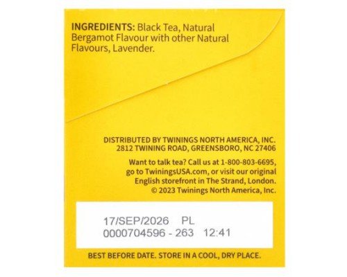 Twinings, Flavored Black Tea, Earl Grey, Lavender, 20 Tea Bags, 1.41 oz (40 g)