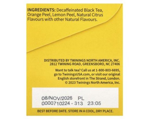 Twinings, Flavored Black Tea, Lady Grey, Decaffeinated, 20 Tea Bags, 1.41 oz (40 g)