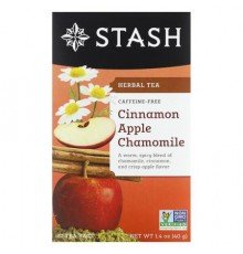 Stash Tea, Herbal Tea, Cinnamon Apple Chamomile, Caffeine Free, 20 Tea Bags, 1.4 oz (40 g)