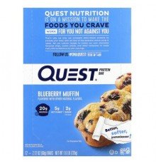 Quest Nutrition, Protein Bar, Blueberry Muffin, 12 Bars, 2.12 oz (60 g) Each