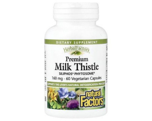 Natural Factors, Herbal Factors®, Premium Milk Thistle, 160 mg, 60 Vegetarian Capsules