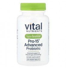 Vital Nutrients, Hyperbiotics®, Pro-15® Advanced Probiotic, 60 Vegan Tablets