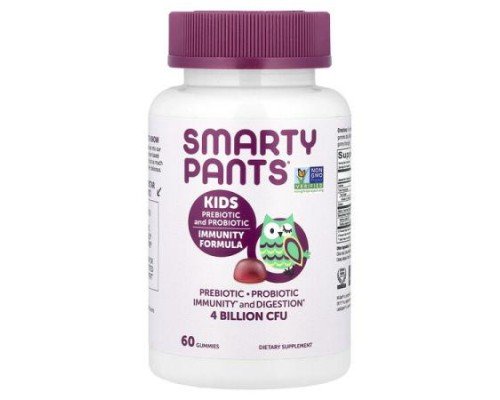 SmartyPants, Kids Prebiotic and Probiotic Gummies, Immunity Formula, Grape, 60 Gummies (2 Billion CFU per Gummy)