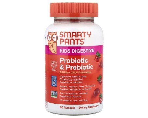 SmartyPants, Kids Prebiotic and Probiotic, Immunity Formula, Strawberry Creme, 60 Gummies (2 Billion CFU per Gummy)