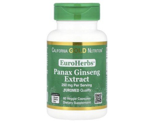 California Gold Nutrition, EuroHerbs™, Panax Ginseng Extract, Euromed Quality, 250 mg, 60 Veggie Capsules