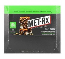 MET-Rx, Big 100, Meal Replacement Bar, Crispy Apple Pie, 9 Bars, 3.52 oz (100 g) Each