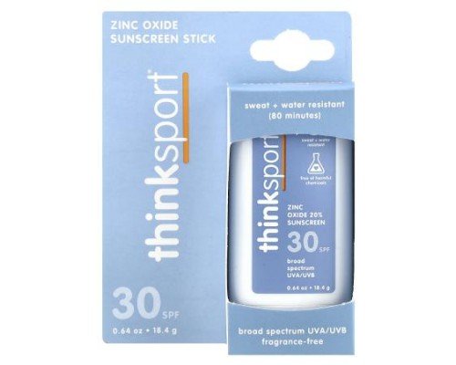 think, Sport®, Zinc Oxide 20% Sunscreen Stick, SPF 30, Fragrance Free, 0.64 oz (18.4 g)