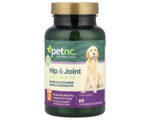 petnc NATURAL CARE, Hip & Joint Daily Health, For Dogs, Level 2, Liver, 60 Chewables