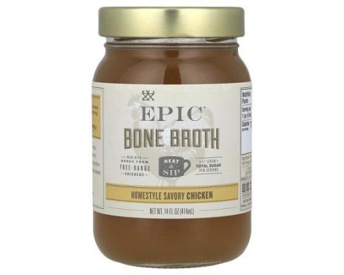 Epic Bar, Bone Broth, Homestyle Savory Chicken, 14 fl oz (414 ml)