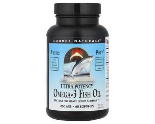 Source Naturals, Arctic Pure®, Ultra Potency Omega-3 Fish Oil, 850 mg, 60 Softgels