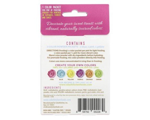 ColorKitchen, Food Colors From Nature, Multi-Color, 3 Powder Packets, 0.11 oz (3 g) Each