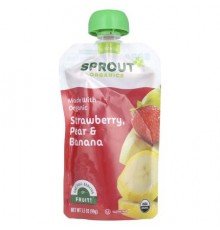 Sprout Organics, Baby Food, 6 Months & Up, Strawberry, Pear, & Banana, 3.5 oz (99 g)