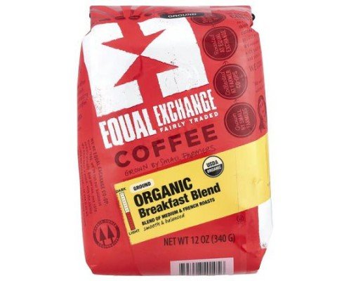 Equal Exchange, Organic Coffee, Breakfast Blend, Ground, Medium & French Roasts, 12 oz (340 g)