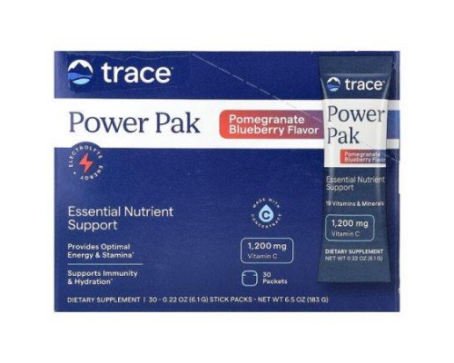 Trace, Power Pak, Essential Nutrient Support, Pomegranate Blueberry, 30 Stick Packs, 0.22 oz (6.1 g) Each