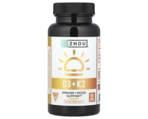 Zhou Nutrition, D3 + K2, 60 Veggie Capsules
