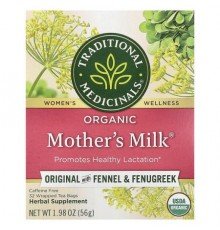 Traditional Medicinals, Organic Mother's Milk®, Original with Fennel & Fenugreek, Caffeine Free, 32 Wrapped Tea Bags, 1.98 oz (56 g)