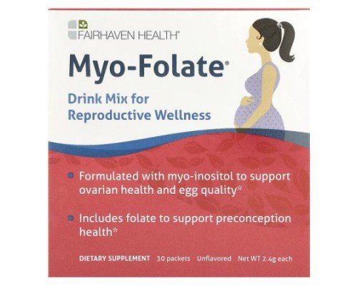 Fairhaven Health, Myo-Folate®, Drink Mix for Reproductive Wellness, Unflavored, 30 Packets, 2.4 g Each